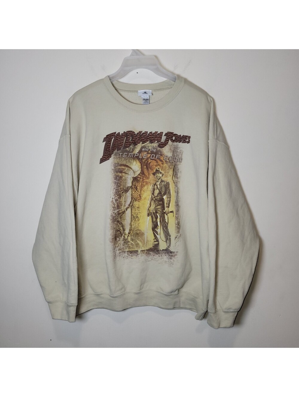 Disney Indiana Jones Temple of Doom Sweatshirt 2XL Beige Crewneck Pullover Movie